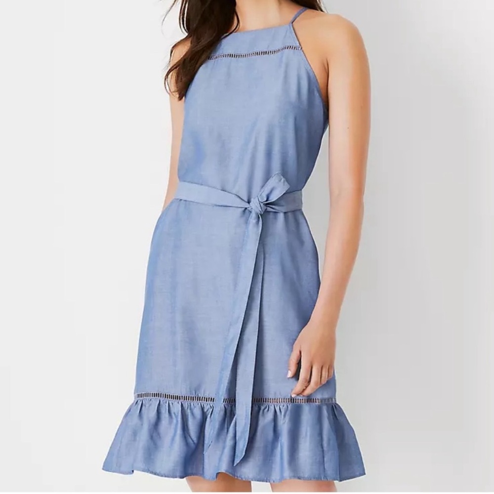 Ann Taylor Light Blue Halter Sun Dress Size 4